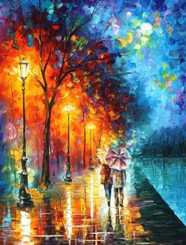 

Free Shipping Fashion Bedroom Decoration Oil painting Wallpaper Custom Poster Well Design Walking in the rain Wall Sticker #0605