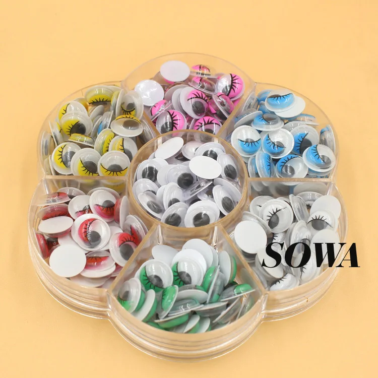 Free Shipping 250pcs 6*8/10mm Multicolor Eyelash Eye Movable Toy Eye