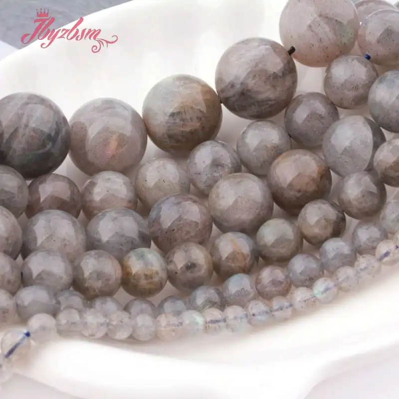 

4,6,8,10mm Round Labradorite Beads Smooth Natural Stone Beads For DIY Necklace Bracelet Jewelry Making Strand 15" Free Shipping