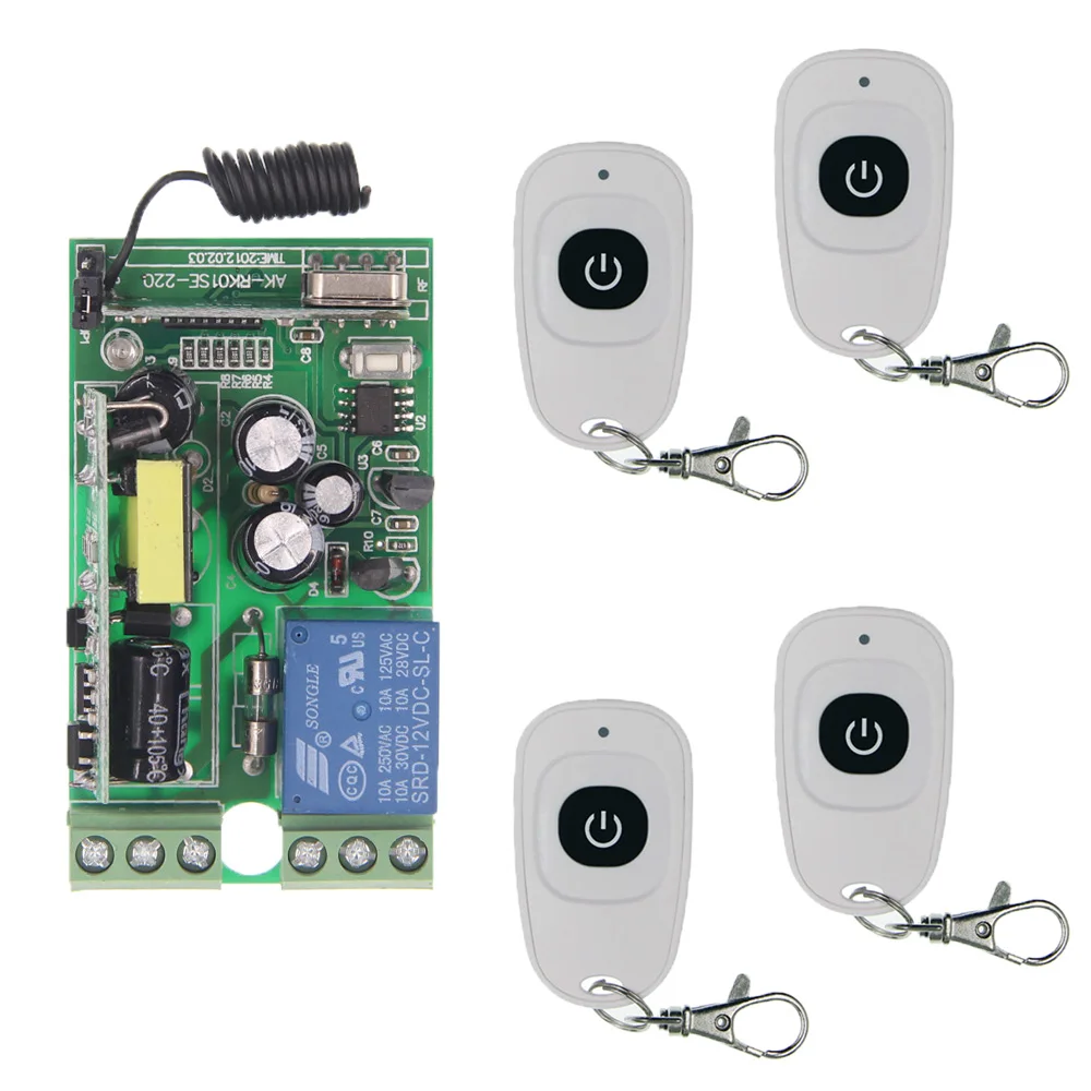 

AC 85V-265V 110V 220V 230V 1 CH Channel 1CH RF Wireless Remote Control Switch System Receiver +Transmitter