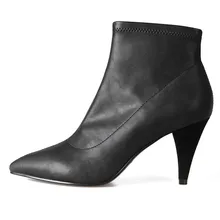 Весна г., женские ботинки женские тонкие туфли из замши на высоком каблуке удобная модная обувь с боковой молнией черные женские Ботинки Martin