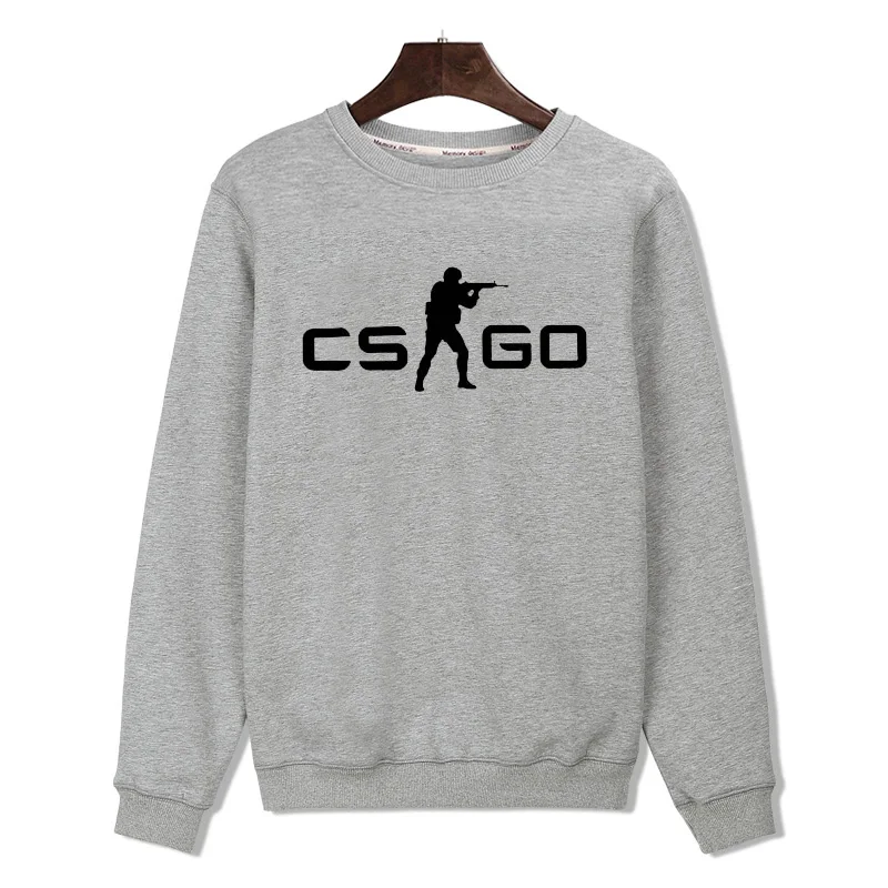 Классическая игра CS GO монолитным зимние толстовки мужские набор хип-хоп мода черный Свитшот Мужская Толстовка Повседневная одежда размера плюс 4Xl - Цвет: Gray