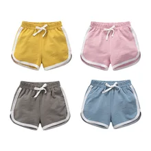 Хлопковые шорты для маленьких мальчиков и девочек летние детские пляжные короткие спортивные повседневные однотонные детские брюки для мальчиков и девочек