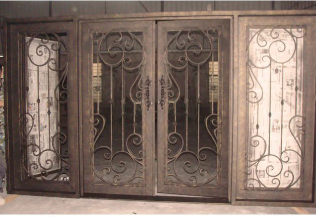 Finished Door With Sidelight Design For Rot 0209 Iron Front Door
