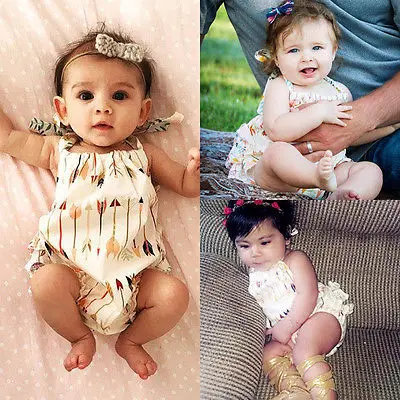

Fashion Cotton Cute Arrows Baby Infant Girls Clothes Fashion Romper Jumpsuit Sets Outfits White 1PCS