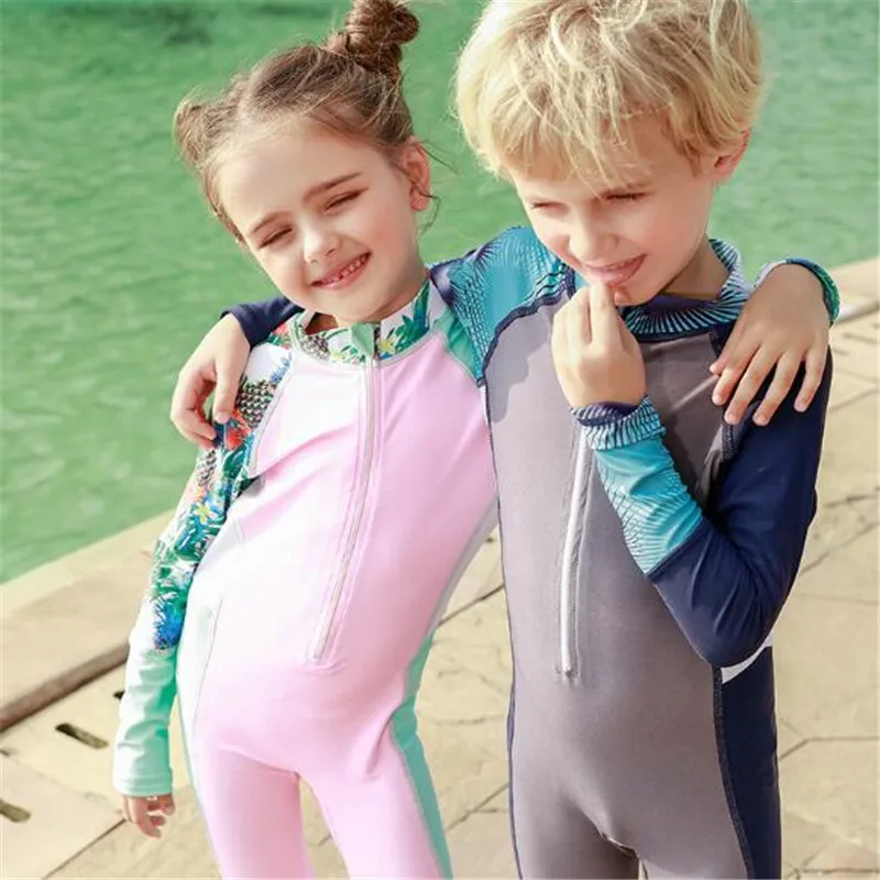 

Children's Swimwear Children's One-Piece Swimsuit Girls Long-Sleeved Sunscreen Cute One-Piece Swimsuit Boy Girl Swimsuit