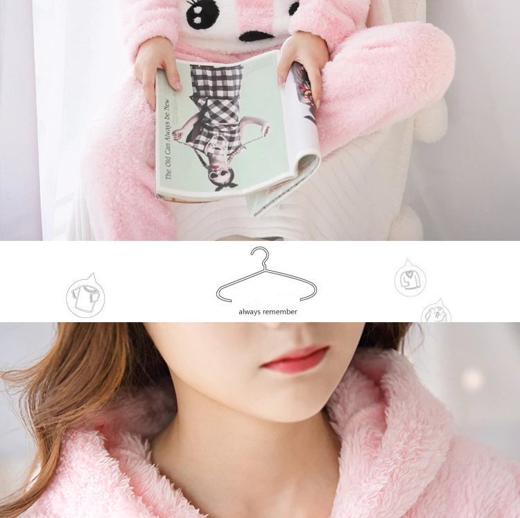 Women Cartoon Pajamas Hooded Clothing Two Piece Suits Night Wear Clothes Female Winter Autumn Pajama Nighty Flannel 2018 JW307 (9)