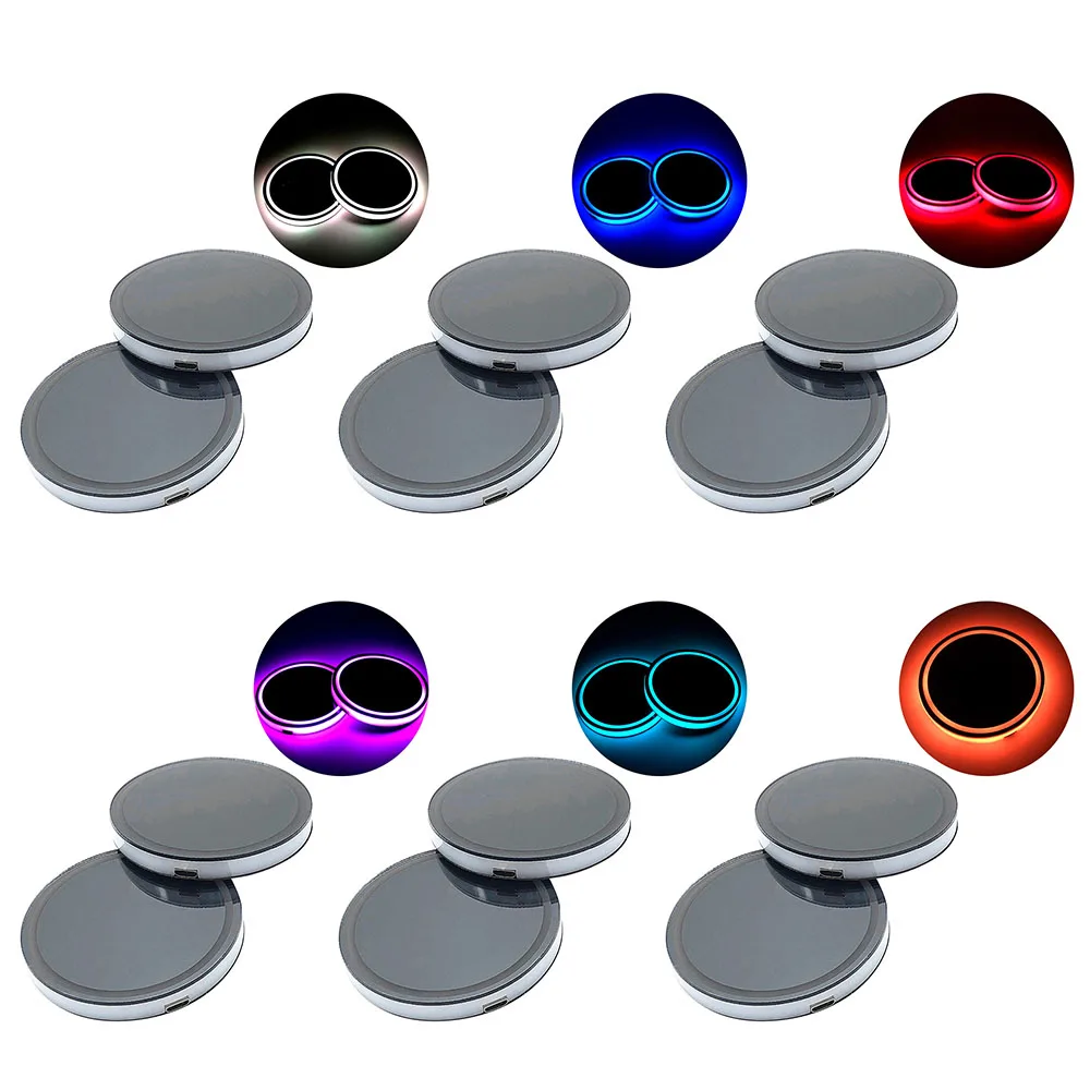 

Solar Car Cup Holder With LED Light Bottom Mat Pad Cover Lamp Bottle Drinks Coaster Car Styling