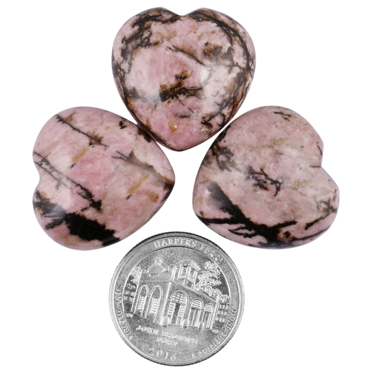 TUMBEELLUWA Rhodonite Puff Heart Love Healing Crystal Pocket Stone,Palm Stone,Worry Stone Reiki 0.9 inches