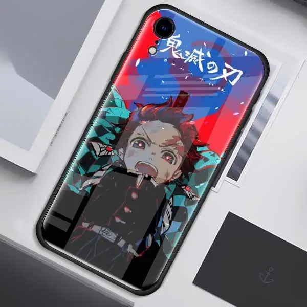 Anime Demon Slayer Kimetsu no Yaiba Tempered Glass Case for Apple iPhone XR 7 8 6 6S Plus 11 Pro X XS MAX Soft Edg Phone Cover - Цвет: 010