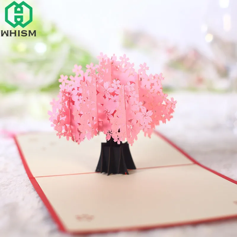  WHISM 3D Pop Up Greeting Cards Postcard Thank You Cards Birthday Weeding Greeting Cards Vintage Gif - 32885200878