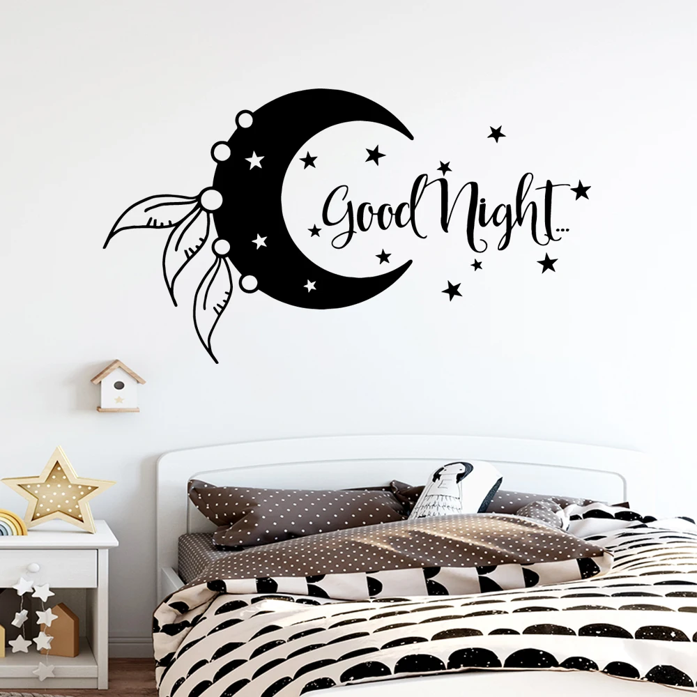 New Design Good Night Phrase Home Decor Creative Wall Stickers For Baby's Rooms Vinyl Bedroom Decorative Wall Decal naklejki
