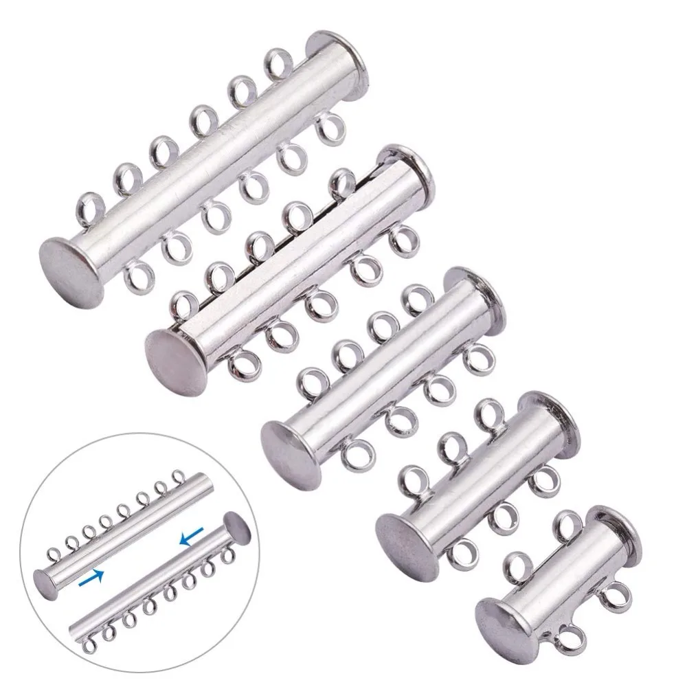 5 шт./лот Мульти Strand слайд Магнитная трубка замок застежка Разъемы для DIY ювелирных изделий Изготовление браслета ожерелья Поиск