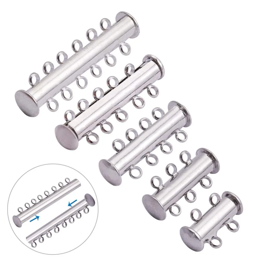 

5pcs/lot Multi Strand Slide Magnetic Tube Lock Clasp Connectors for DIY Jewelry Necklace Bracelet Making Finding