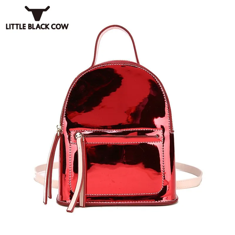 

Famous Brand Patent Leather School Backpack Female Mini Leisure 2019 New Korean Style Black Red Small Backpack Mochila Feminina