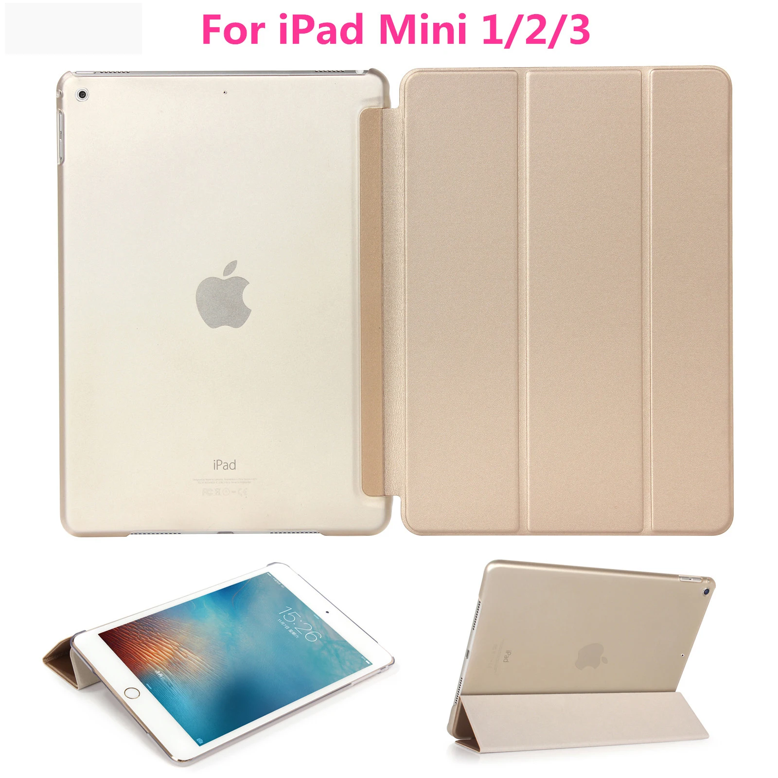 

Tablet Case For ipad Mini 1 2 3 PU Ultra Slim Magnet Sleep wake up Smart Cover Shell for Mini1 Mini2 Mini3