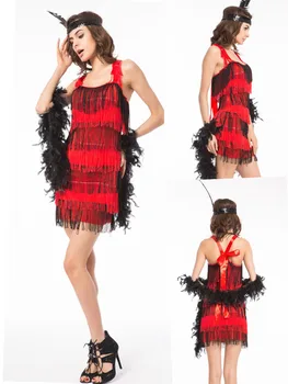 

free shipping Adult Black Roaring Flapper Charleston Fancy Dress Costume 20s Sexy costume 5 colors S,M,L,XL,2XL IN STOCK