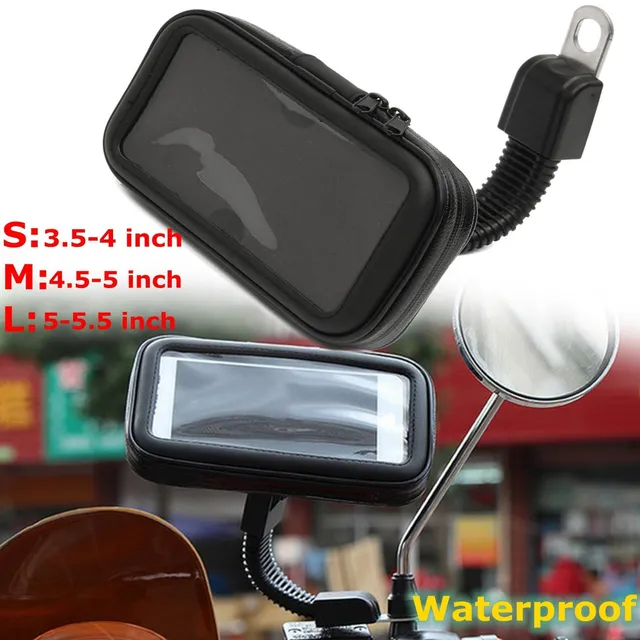 Mofaner Waterproof Motorcycle Phone Bag Mirror Mount Phone GPS Case Bag Pouch Holder For Scooter Bike Motorbike 3.5 To 5.5 Inch