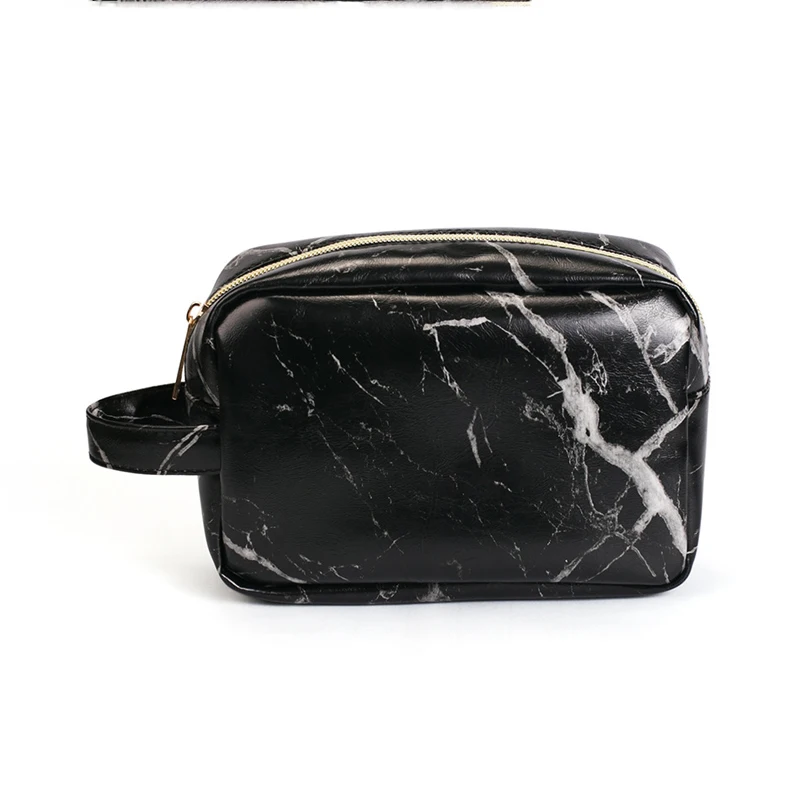 Organizer Waterproof Make Up Bag Travel  Leather Cosmetic Bag Toiletry Makeup Brushes Marble Pencil Case Pu Zipper School Tools (12)