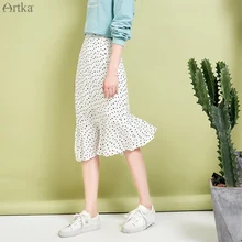 ARTKA весна лето Милая женская юбка в горошек с оборками русалка юбки для женщин модная шифоновая юбка QA10398C