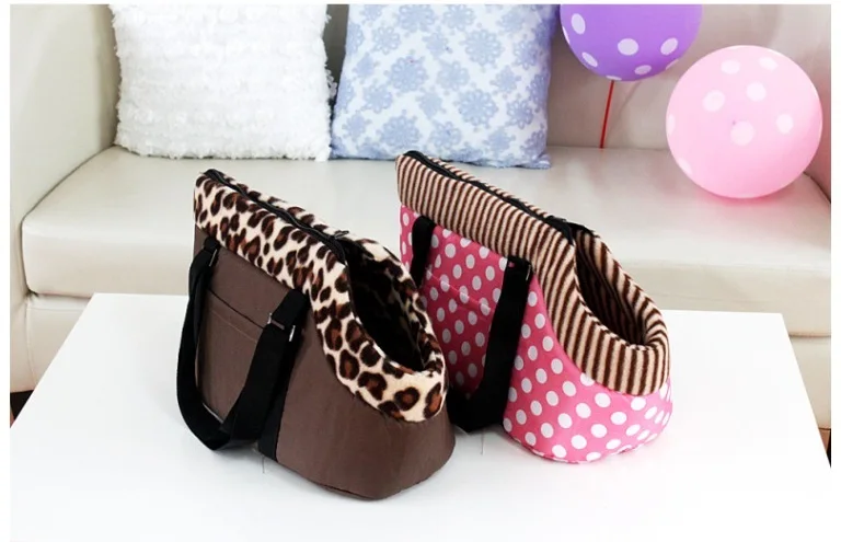Pet Cats Carrier Bag Leopard Dots Printed Small Dog Bag Handbag Pet Carrier Travel Carrying Handbag