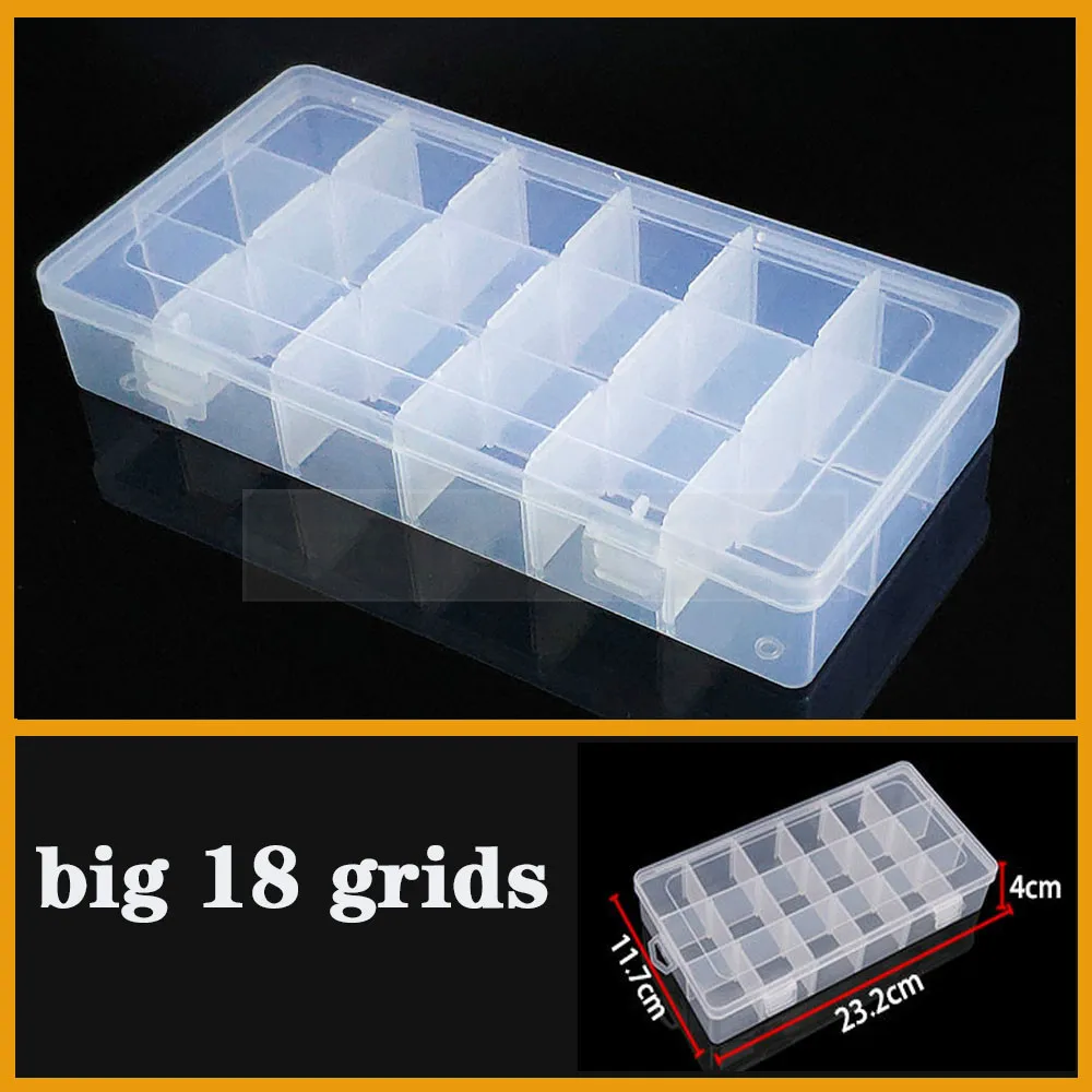

Plastic Storage Box Practical Adjustable 18 grids Compartment Jewelry Earring Bead Screw Holder Case Display Organizer Container