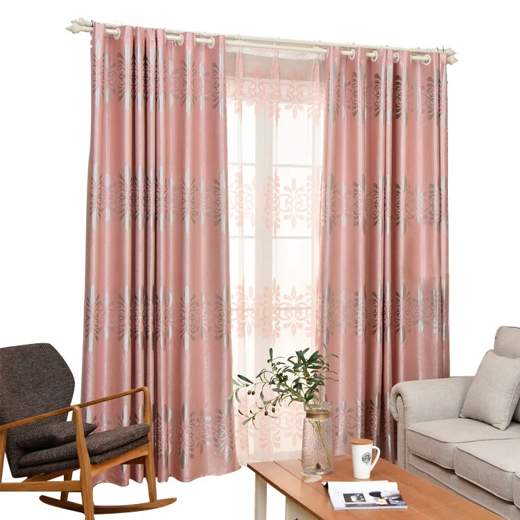 Popangel новое простое качество из жаккарда в европейском стиле шторы изолированные живые шторы на окна быть настроены - Цвет: Pink Cloth Curtain