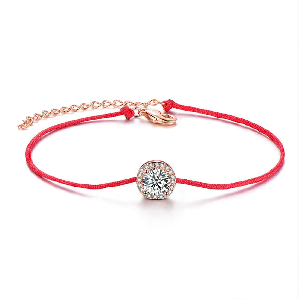 

Red rope bracelet femme fashion handmade jewelry adjustable rose gold Chain charm zircon bracelet for women accessories gift
