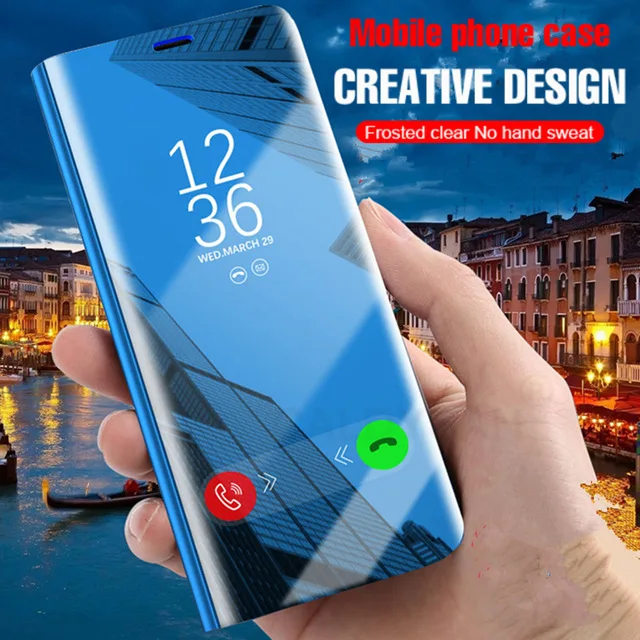 

Smart Mirror Flip Phone Case For Huawei P30 Pro Llite Clear View Smart Stand Cover For Huawei Mate 20 Pro Lite Leather Back Case