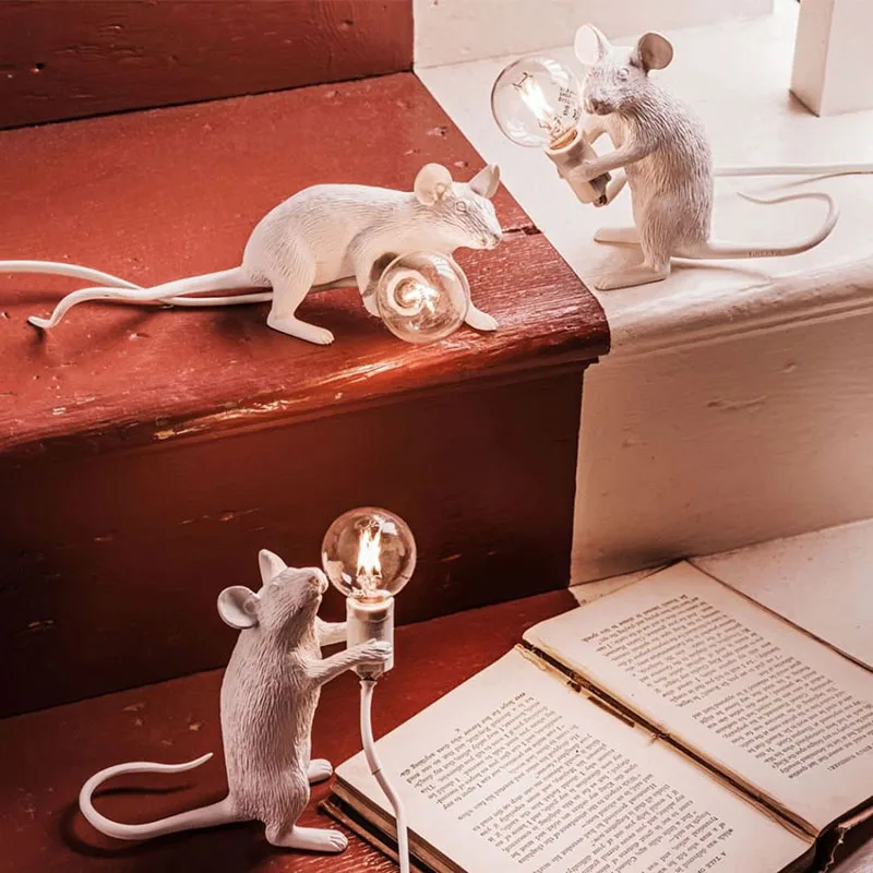 

Modern Resin Mouse Table Lamp LED E12 Rat Table Lamp Desk Light Room Home Decor Lamp LED Night Lights EU Mouse Lamp LED