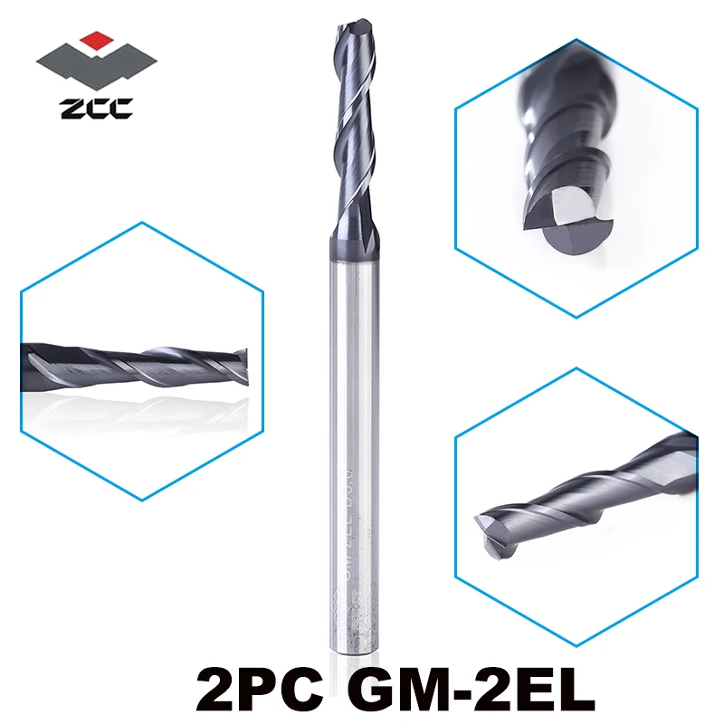 

2pcs/lot ZCC.CT GM-2EL D3.0 D4.0 D5.0 D6.0 Cemented Carbide 2 flute flattened Long cutting edge end mills with straight shank