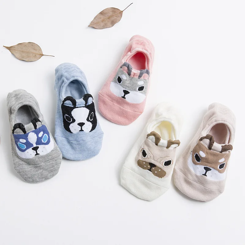 

10 pieces /5 pairs Girls' Summer Cute Cartoon Socks Striped Number Funny Socks Happy Socks Cotton Animals Women Slipper Socks