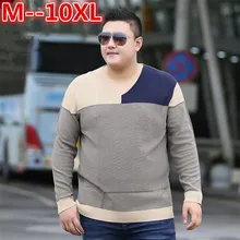 Большие размеры 10XL 8XL 6XL 5XL приталенный мужской свитер с v-образным вырезом модный весенне-осенний пуловер Мужской Однотонный свитер для отдыха
