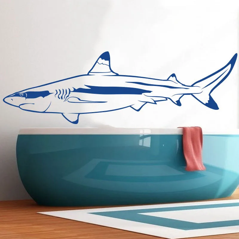 Great White Shark Wall Stickers Bathroom Waterproof Vinyl Nursery Wall