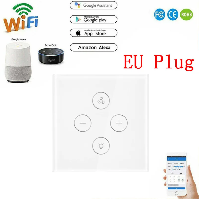 ЕС смарт Wifi сенсорный Вентилятор/лампа переключатель света дистанционное