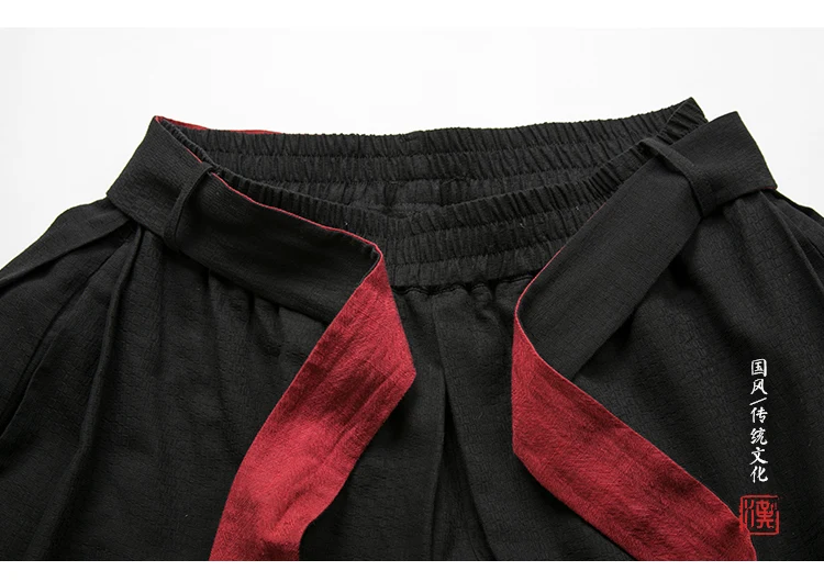 Мужские уличные японские кимоно прямые юбки брюки мужские Негабаритные Эластичные талии хлопок лен повседневные широкие брюки свободные шаровары