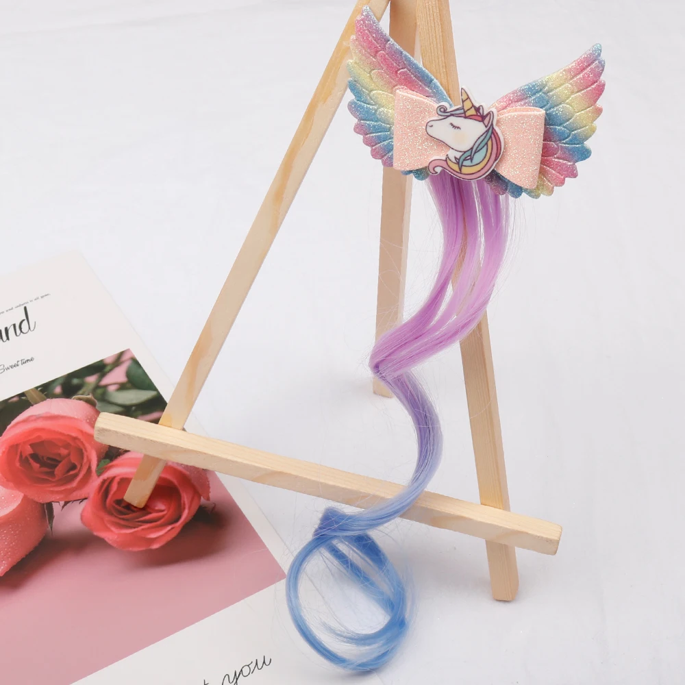 

IBOWS Hair Accessories Bling Hair Clips For Girls Hair Pins Unicorn Wing Princess Hairgrips Glitter Hair Bows Kids Headwear