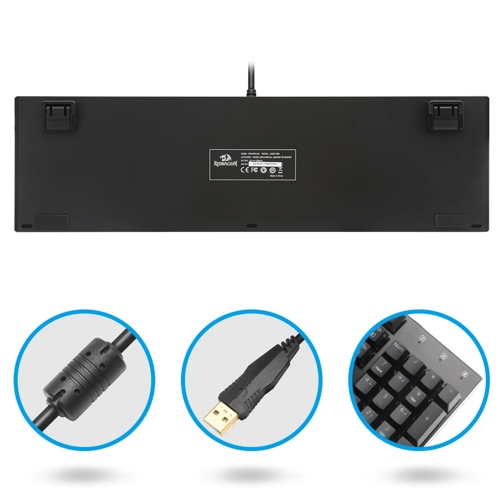 Redragon K556 RGB алюминиевая USB Механическая игровая клавиатура эргономичный