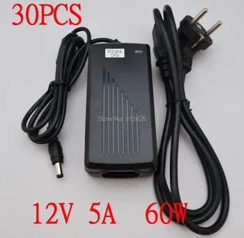 

High quality 30PCS 12V 5A 60W Led Power Adapter US/ EU/ UK/ AU Plug for LED light strip