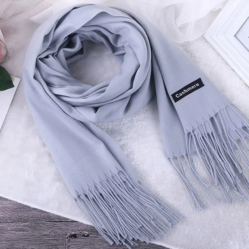 Oversized Tassel 2018 New Spring Cotton Scarf Shawl Women Cashmere Blend Solid Color Scarfs Female Fashion 190cm*65cm | Аксессуары для