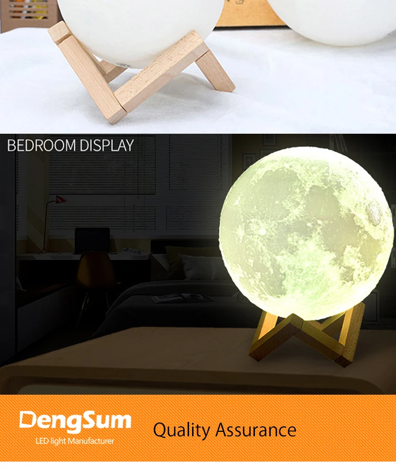 [DENGSUM] перезаряжаемые 3D печать Луны лампы 2 Цвет Изменить сенсорный выключатель спальня книжный шкаф ночник домашний декор креативный под