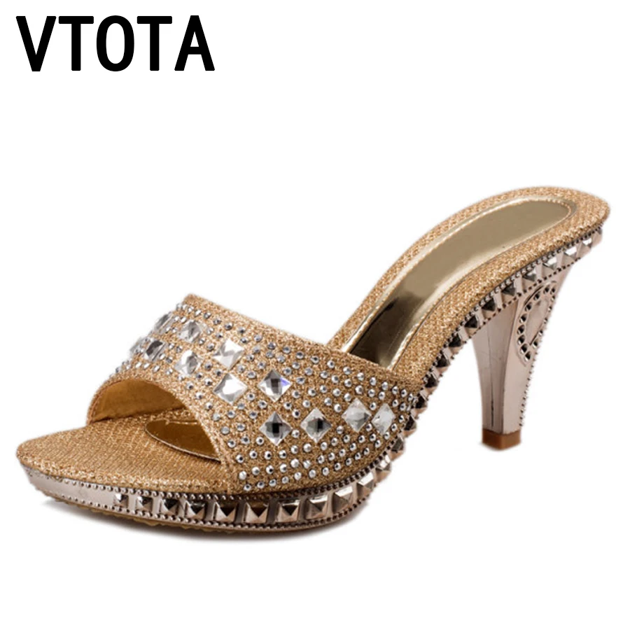  VTOTA Female Slippers High Heel Sandals Platform 2017 Rhinestone Sandalias Mujer Sapato Feminino Women Shoes Slippers Women R43