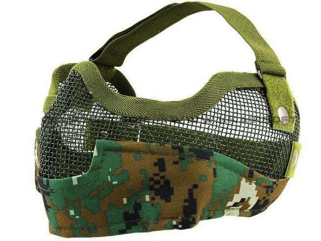 

Half face metal net mesh protect mask airsoft hunting Military woodland digital camo