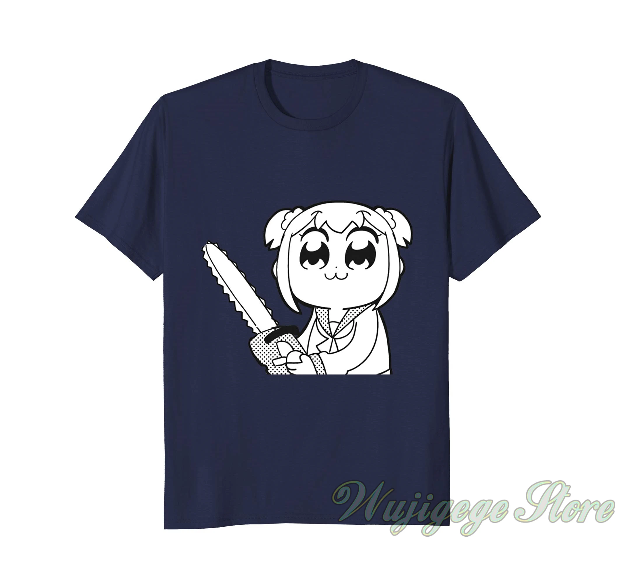 

Summer funny print Pop Team Epic T-shirt Popuko Holding A Chainsaw t shirt men women tops tee 100% cotton tshirts