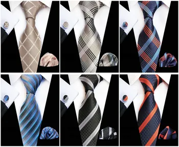 

Silk Mens Neck Tie Set for Men Suits Handkerchief Cufflinks Gravatas Ties for Men Wedding Vestidos Corbatas Checks Plaids Ties
