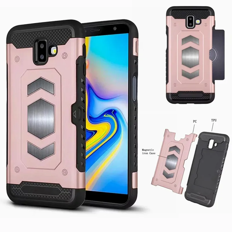 

For Samsung Galaxy J6 Plus 2018 case Hybrid Tough Card Storage Armor Hard Back Cover For J6 Plus J610 Car Magnetic Coque Fundas