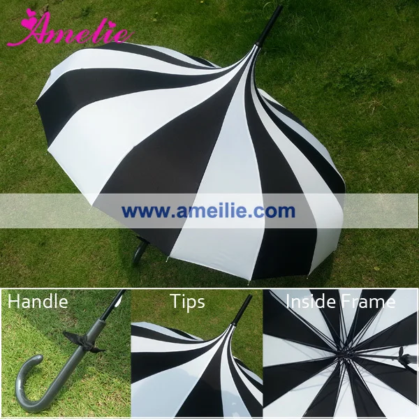 8 шт/партия дешевый прямой зонт в форме пагоды черно-белая полоса узоры зонтик от солнца доступен