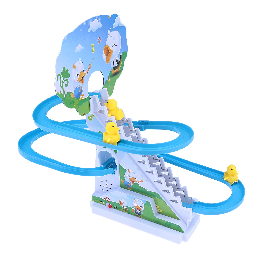 Plastic Electric Small Penguins Climb Stair Track Toys with Light Music Birthday Christmas Gift for Baby Kids Children