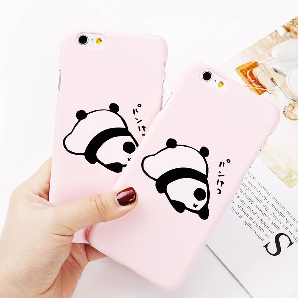 Cartoon Cute Pink Panda Frosted Hard Pc Phone Iphone 7 For Iphone 5 5s Se 6 6s 7 Plus Phone Back Cover Coque Yc2144