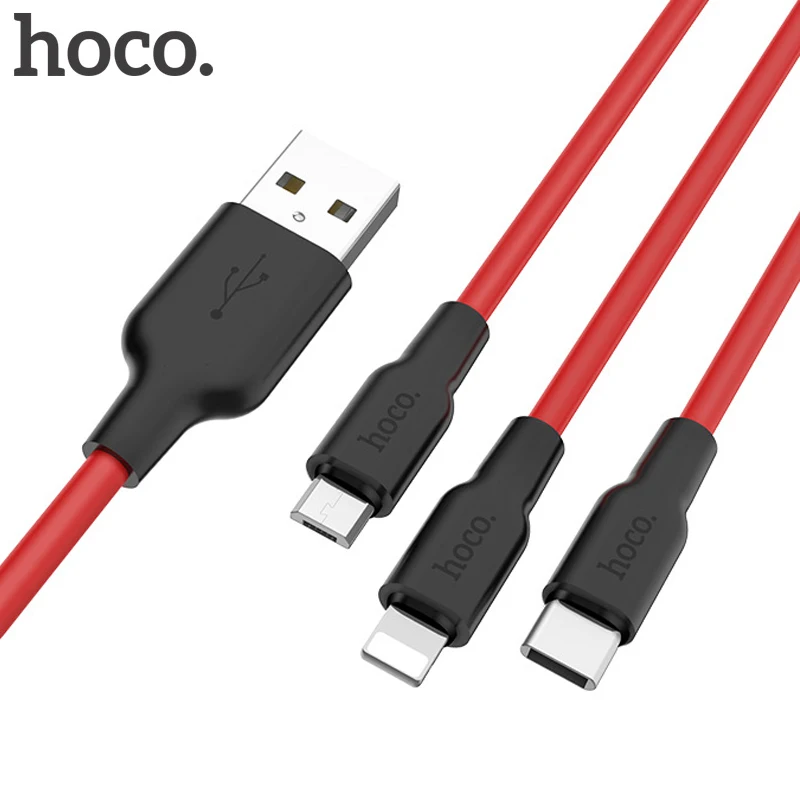 HOCO X21 لينة سيليكون كابل يو اس بي ل فون الهاتف المحمول USB نوع C كابل مايكرو كابل USB لسامسونج USB C كابل شحن
